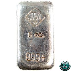 RARE Johnson Matthey - United States 5oz Cast Fine Silver Bar (Tax Exempt). Estimated mintage of onl