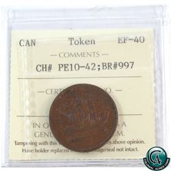 Token PEI0-42, PEI Ships Colonies & Commerce Breton # 997 ICCS Certified EF-40.