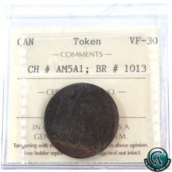 Token AM5A1, North American 1781 Breton # 1013 ICCS Certified VF-30.