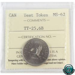 Test Token TT-25.6B, 25-cent 1965 ICCS Certified MS-62.