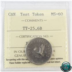 Test Token TT-25.6B, 25-cent 1965 ICCS Certified MS-60.