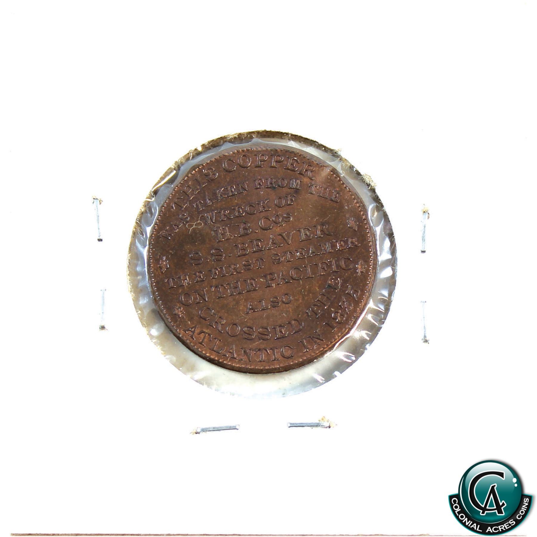 Token, 1892 Hudson Bay Company, Shipwreck commemorative of the SS ...
