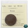 Image 1 : New Brunswick 1-cent 1861 ICCS Certified MS-60 Brown