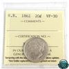 Image 1 : New Brunswick 20-cent 1862 ICCS Certified VF-30.