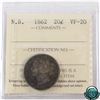 Image 1 : New Brunswick 20-cent 1862 ICCS Certified VF-20.