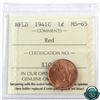 Image 1 : Newfoundland 1-cent 1941C ICCS Certified MS-65 RED. A rare coin with very few graded at this grade p