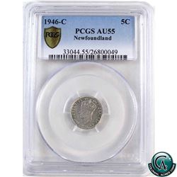 Newfoundland 5-cent 1946C PCGS Certified AU-55