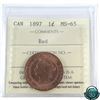 Image 1 : 1-cent 1897 ICCS Certified MS-65 Red. An attractive coin with soft, full mint luster.