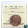 Image 1 : 1-cent 1900H ICCS Certified MS-65 Red. Choice eye appeal with rolling mint luster.