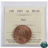 Image 1 : 1-cent 1907 ICCS Certified MS-65 Red. Full red coin with exceptional eye appeal.