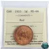 1-cent 1910 ICCS Certified MS-66 RED! TOP 5! Tied for Highest Grade by ICCS.