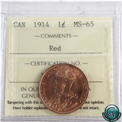 1-cent 1914 ICCS Certified MS-65 RED