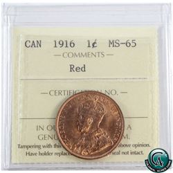 1-cent 1916 ICCS Certified MS-65 RED!