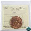 Image 1 : 1-cent 1916 ICCS Certified MS-65 RED!