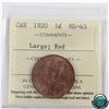 Image 1 : 1-cent 1920 Large ICCS Certified MS-65 Red. A beautiful mint state example of the last large one cen