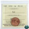 Image 1 : 1-cent 1932 ICCS Certified MS-65 RED! *Low POP*