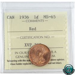 1-cent 1936 ICCS Certified MS-65 RED! Nice full red coin.