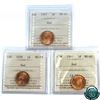 Image 1 : 1-cent 1937, 1939, 1940 ICCS Certified MS-65 Red. A nice lot of coins containing vibrant mint luster