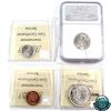Image 2 : 1957 1-cent, 10-cent Cameo, 25-cent (NGC) & 50-cent ICCS Certified MS-65. 4pcs