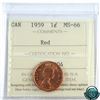 Image 1 : 1-cent 1959 ICCS Certified MS-66 Red. Contains a vibrant orange glow throughout.