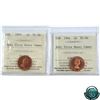 Image 1 : 1-cent 1959 & 1964 ICCS Certified PL-66 Red; Ultra Heavy Cameo. 2pcs