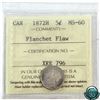 Image 1 : 5-cent 1872-H ICCS Certified MS-60 with Planchet Flaw on the Reverse, looks to be partial delaminati