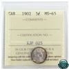 Image 1 : 5-cent 1902 ICCS Certified MS-65. Nice lustrous coin with dark red and orange toning.