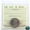 Image 1 : 5-cent 1922 Far Rim ICCS Certified MS-62