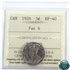 Image 1 : 5-cent 1926 Far 6 ICCS Certified EF-40. Mid grade example of a scarce variety.