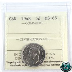 5-cent 1948 ICCS Certified MS-65