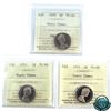 Image 1 : 5-cent 1970, 1971 & 1972 ICCS Certified PL-66 Heavy Cameo. 3pcs