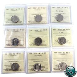 5-cent 2001P, 2002P, 2003P, 2003P New Effigy, 2005P, 2005P VE Day, 2006, 2007 & 2009 ICCS Certified