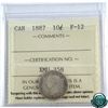 Image 1 : 10-cent 1887 ICCS Certified F-12.