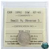 Image 1 : 10-cent 1892 Small 9 Obverse 5 ICCS Certified EF-40.