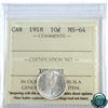 Image 1 : 10-cent 1918 ICCS Certified MS-64. A nice mint state example with strong strike details.