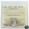 Image 1 : 10-cent 1932 ICCS Certified MS-63!