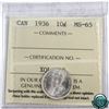 Image 1 : 10-cent 1936 ICCS Certified MS-65. A nice last year issue George 6th coin!