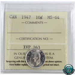 10-cent 1947 ICCS Certified MS-64.
