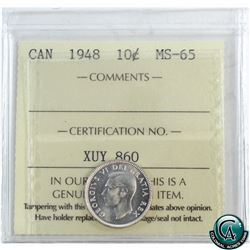 10-cent 1948 ICCS Certified MS-65! *Key Date*