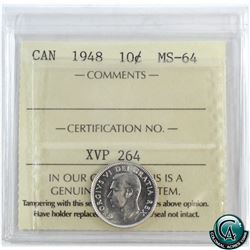 10-cent 1948 ICCS Certified MS-64.