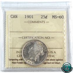 25-cent 1901 ICCS Certified MS-60!