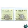 Image 1 : 25-cent 1902 & 1902H ICCS Certified VF-30. A nice mid grade pair of both 1902 varieties.