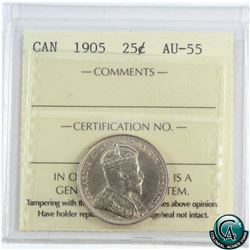 25-cent 1905 ICCS Certified AU-55! *KEY DATE*