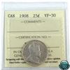 Image 1 : 25-cent 1908 ICCS Certified VF-30.