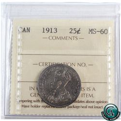 25-cent 1913 ICCS Certified MS-60.