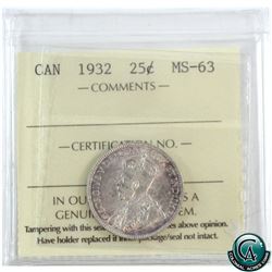 25-cent 1932 ICCS Certified MS-63!