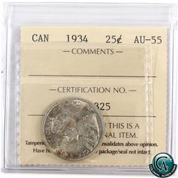 25-cent 1934 ICCS Certified AU-55