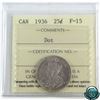 Image 1 : 25-cent 1936 Dot ICCS Certified F-15.