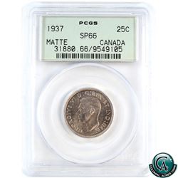 25-cent 1937 PCGS Certified SP-66 Matte. Consistant toning throughout the obverse and reverse of the