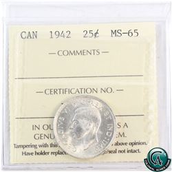 25-cent 1942 ICCS Certified MS-65